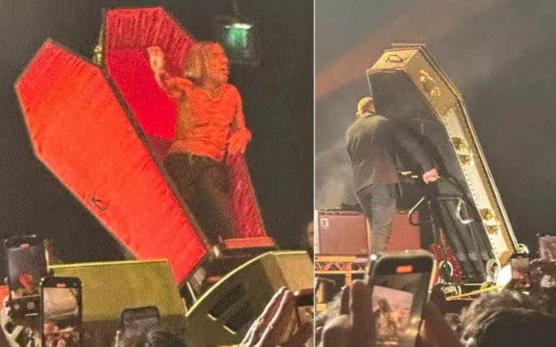 “Iggy Pop surpreende fãs ao sair do palco dentro de um caixão